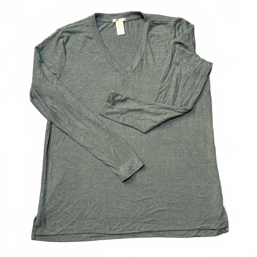matty m heather sage‎ long-sleeve V-neck tee - 1X